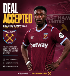 DEAL ACCEPTED: West Ham United Show Interest in Real Madrid Midfielder Eduardo Camavinga..see More - West Ham united 