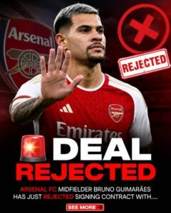 DEAL REJECTED: Arsenal fc has officially rejected a stunning deal to sign a talented new  central midfielder Bruno Guimarães  from N…. See more - Uncategorize 