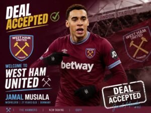 EXCLUSIVE DEAL: Westham united officially complete a deal to sign a talented  midfielder jamal musiala  from B…. See more - Uncategorize 