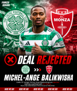 DEAL REJECTED: Celtic FC Winger Michel-Ange Balikwisha has just rejected signing contract with....see more - Uncategorize 