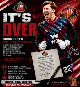 IT IS OVER: Sunderland AFC Goalkeeper Robin roefs Submits Resignation Letter Following Dramatic Development...see more - Uncategorize 