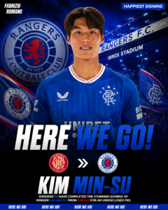 HAPPIEST SIGNING: Excitement hit at Ibrox Stadium as Rangers FC has just Completed the Stunning Deal of a new Winger Kim Min-su from.... See more - Uncategorize 