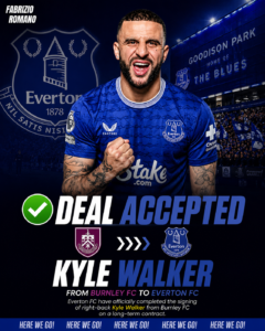 DEAL ACCEPTED: Everton FC Has Officially completed the signing deal of a new Right-back Kyle Walker from.... see more - Uncategorize 