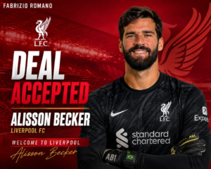 DEAL ACCEPTED: Everton fc has officially complete a deal to sign a talented goalkeeper Alisson Becker - Uncategorize 