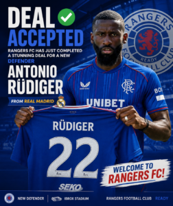 DEAL ACCEPTED: Rangers FC has just completed a stunning deal for a new defender Antonio Rüdiger from.... see more - Uncategorize 