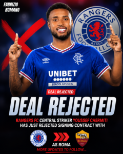 DEAL REJECTED: Rangers FC Central Striker Youssef Chermiti has just rejected signing contract with.... see more - Uncategorize 