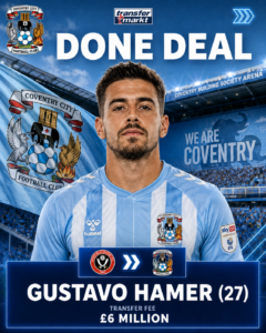 CONFIRMED DEAL : Coventry City FC has officially completed a deal to sign a new Midfielder Gustavo Hamer From.…see more - Uncategorize 