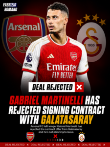 DEAL REJECTED: Arsenal FC Left winger Gabriel Martinelli has just rejected signing contract with....see more - Uncategorize 
