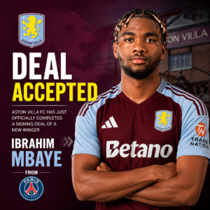 DEAL ACCEPTED: Aston Villa FC has just officially completed a signing deal of a new winger Ibrahim Mbaye from.... see more - Uncategorize 
