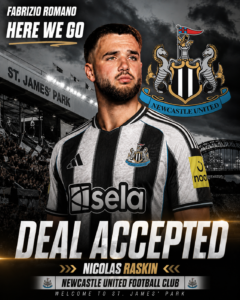 ACCEPTED: Newcastle united has officially complete a deal to sign a talented midfielder Nicolas Raskin from…. See more - Uncategorize 