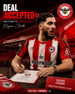 DEAL ACCEPTED: Brentford FC has officially complete a stunning deal to sign a new attacking midfielder Rayan cherki from M…. See more - Uncategorize 