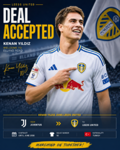 ACCEPTED DEAL: Leeds United officially complete a deal to sign a talented kanen yildiz  from J…. See more - Uncategorize 