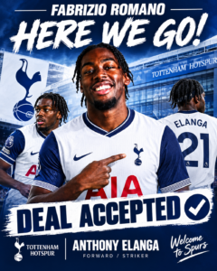 DEAL ACCEPTED: Tottenham Hotspur has officially complete a deal to sign a talented forward /striker Anthony Elanga from N…. See more - Uncategorize 