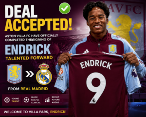 DEAL ACCEPTED: Aston Villa FC Has Officially completed the signing deal of a new talented forward Endrick from.... see more - Uncategorize 
