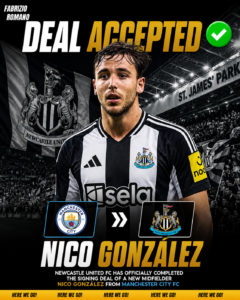 DEAL ACCEPTED: Newcastle United FC Has Officially Completed the Signing Deal of a New Midfielder Nico González from.... see more - Uncategorize 