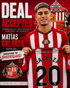 DEAL ACCEPTED: Sunderland AFC Has Officially completed the signing deal of a new talented Midfielder Matías Galarza from.... see more - Uncategorize 