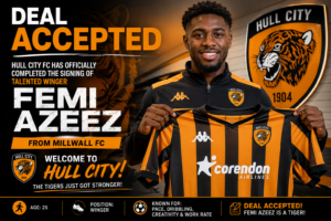 DEAL ACCEPTED: Hull City FC Has Officially completed the signing deal of a new talented Winger Femi Azeez from.... see more - Uncategorize 