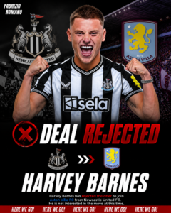 DEAL REJECTED: Newcastle United FC Left winger Harvey Barnes has just rejected signing contract with....see more - Uncategorize 