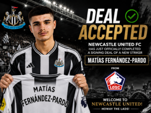 DEAL ACCEPTED: Newcastle United FC has just officially completed a signing deal of a new striker Matías Fernández-Pardo from.... see more - Uncategorize 
