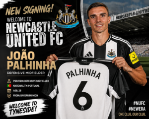 NEW SIGNING: Newcastle United FC has Officially Signed new Defensive midfielder João Palhinha from....see more - Uncategorize 