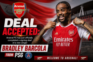 DEAL ACCEPTED: Arsenal FC has just officially completed a signing deal of a new winger Bradley Barcola from...see more - Uncategorize 