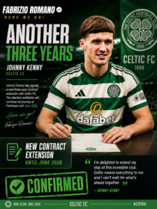GOOD NEWS: Celtics fc midfielder /striker johnny Kenny has just sign another 3 years from…See More - Uncategorize 