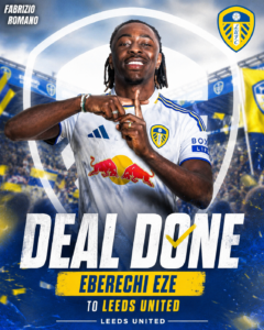 DEAL DONE: leed united FC has officially complete a deal to sign a talented Attacking Midfielder Eberechi eze from A... see more - Uncategorize 