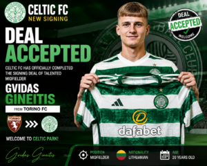 DEAL ACCEPTED: Celtic FC Has Officially completed the signing deal of a new talented Midfielder Gvidas Gineitis from.... see more - Uncategorize 