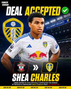 DEAL ACCEPTED: Leeds United FC Has Officially Completed the Signing Deal of a New Defensive Midfielder Shea Charles from.... see more - Uncategorize 