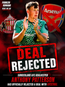 DEAL REJECTED: Sunderland AFC Goalkeeper Anthony Patterson has officially REJECTED signing a deal with A…. See more - Uncategorize 