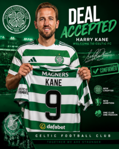 DEAL ACCEPTED: Celtics FC has officially complete a stunning deal to sign a talented new  Central forward Harry Kane from B…. See more - Uncategorize 