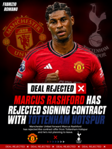 DEAL REJECTED: Manchester United FC Forward Marcus Rashford has just rejected signing contract with....see more - Uncategorize 