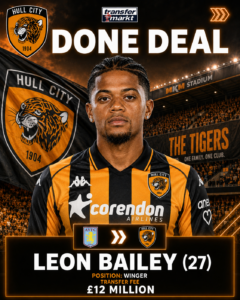 CONFIRMED DEAL : Hull City FC has officially completed a deal to sign a new Winger Leon Bailey From.…see more - Uncategorize 