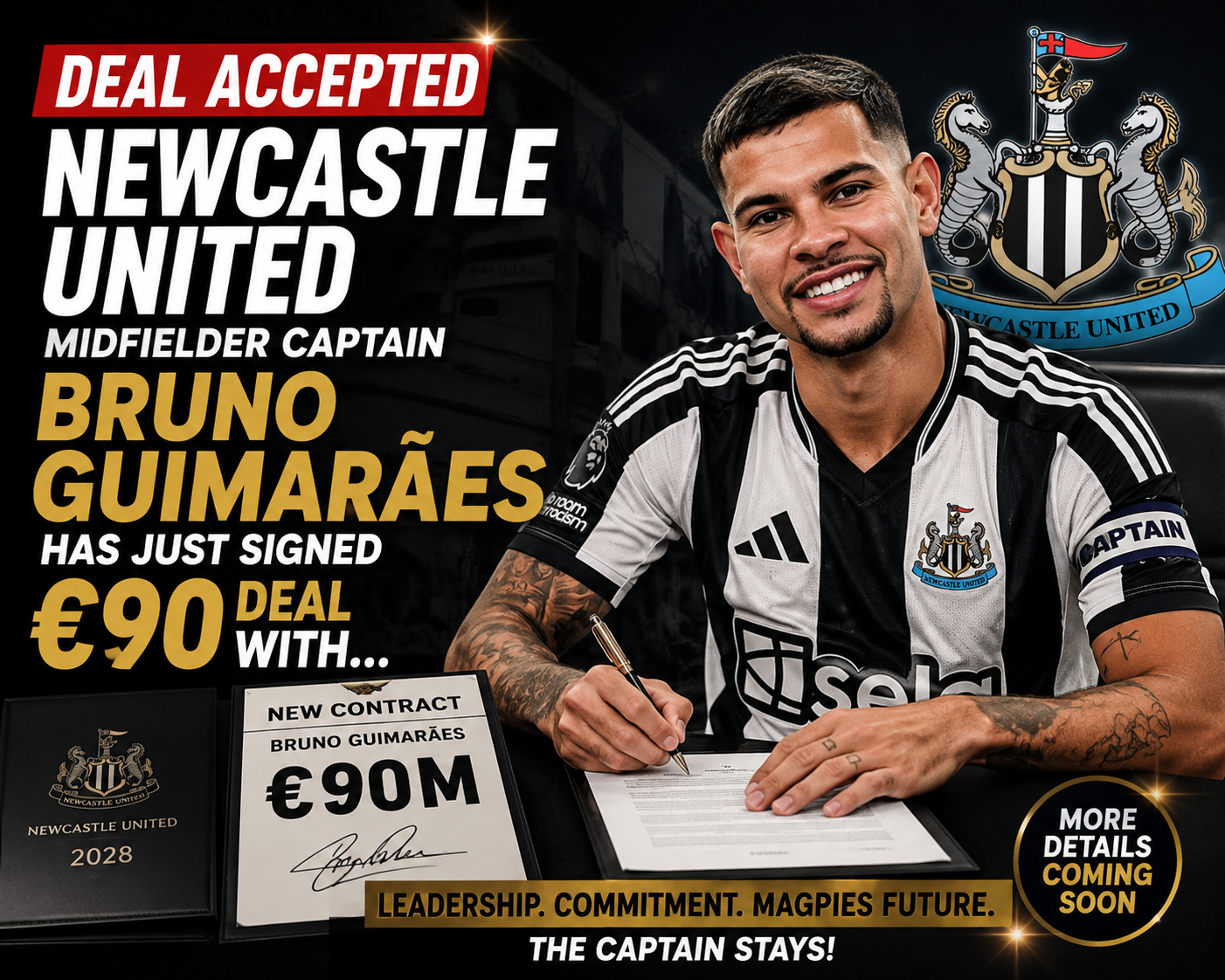DEAL ACCEPTED: Newcastle United midfielder captain Bruno Guimarães has just signed €90 million deal with…See More - Uncategorize 