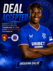 DEAL ACCEPTED: Rangers FC has just officially completed a signing deal of a new striker Ibrahima Baldé from...see more - Uncategorize 
