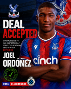 DEAL ACCEPTED: Crystal Palace FC has just officially completed a signing deal of a new defender Joel Ordóñez from...see more - Uncategorize 